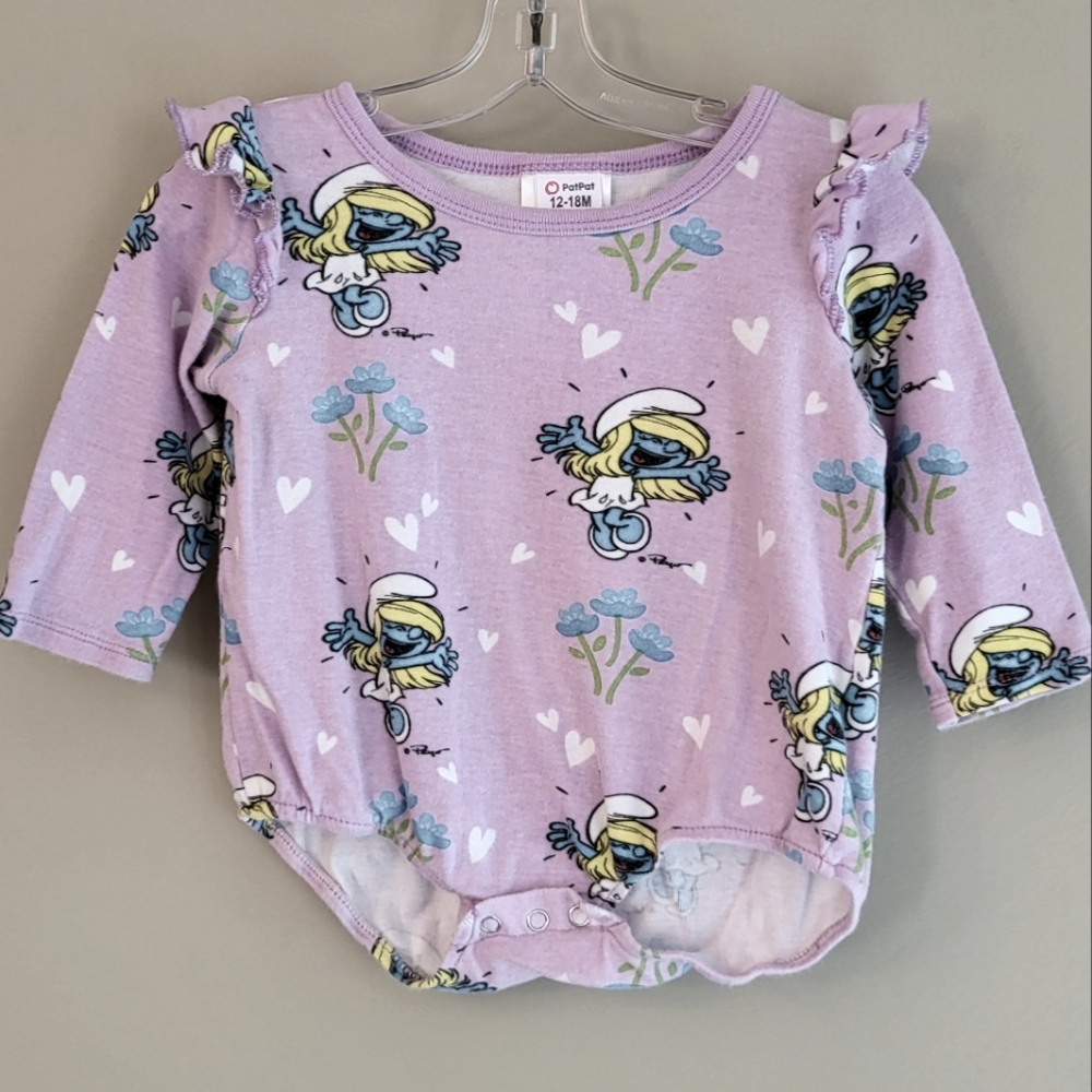 The Smurfs mauve long sleeve onesie/bodysuit